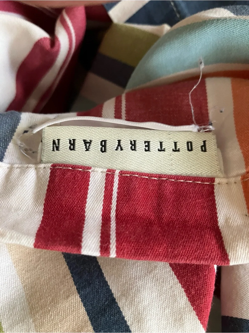 Pottery Barn Bright Multi-Stripe Throw in Red, Blue, Green, Yellow, Cream, Tan